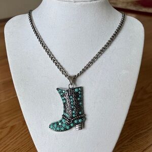 Turquoise Boot Pendant Necklace